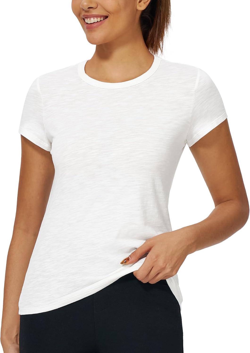 imageStelle Womens Modal Soft Crewneck Short Sleeve T Shirts Summer Casual Basic Tops TeesOffwhite