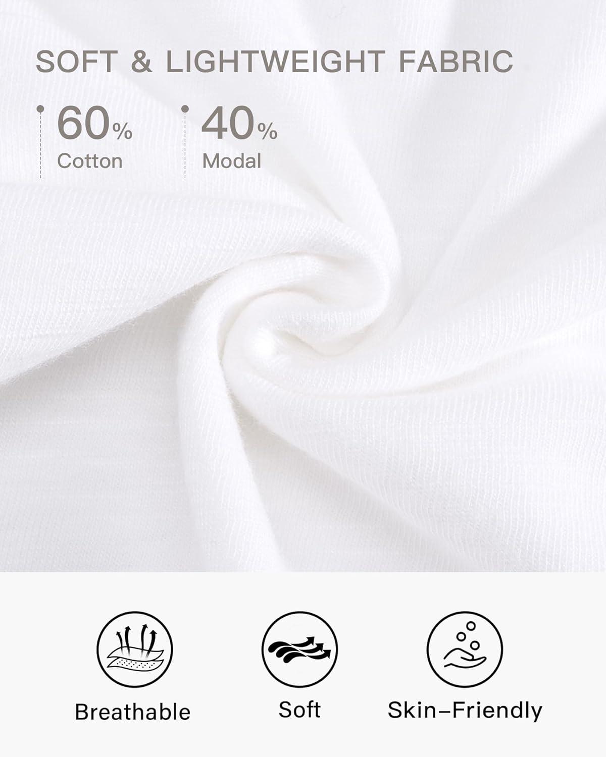 imageStelle Womens Modal Soft T Shirts Short Sleeve V Neck Basic Tee Casual Loose Fit Tops Lightweight Soft Summer Outfits ClothesWhite