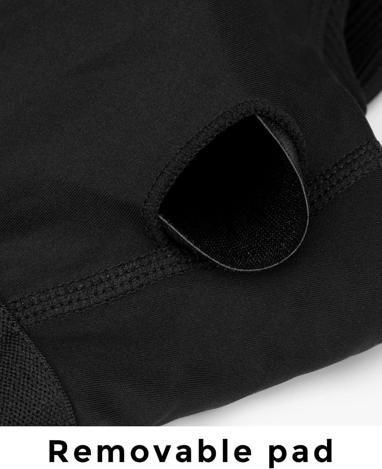 imageStelle Womens Ribbed Tank Tops Seamless Padded Workout Crop Top Sleeveless Square Neck Cami Basic ShirtsBlack