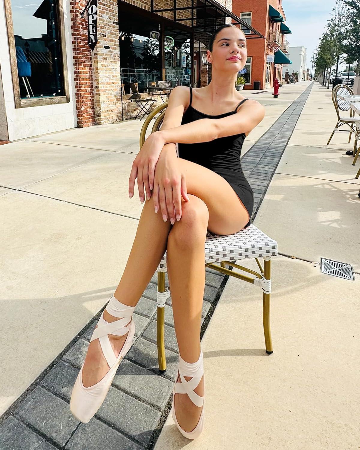 imageStelle Womens Short Sleeve Leotard for Ballet Dance Costumes Scoop Neck Sleeveless Double Lined BodysuitBlack