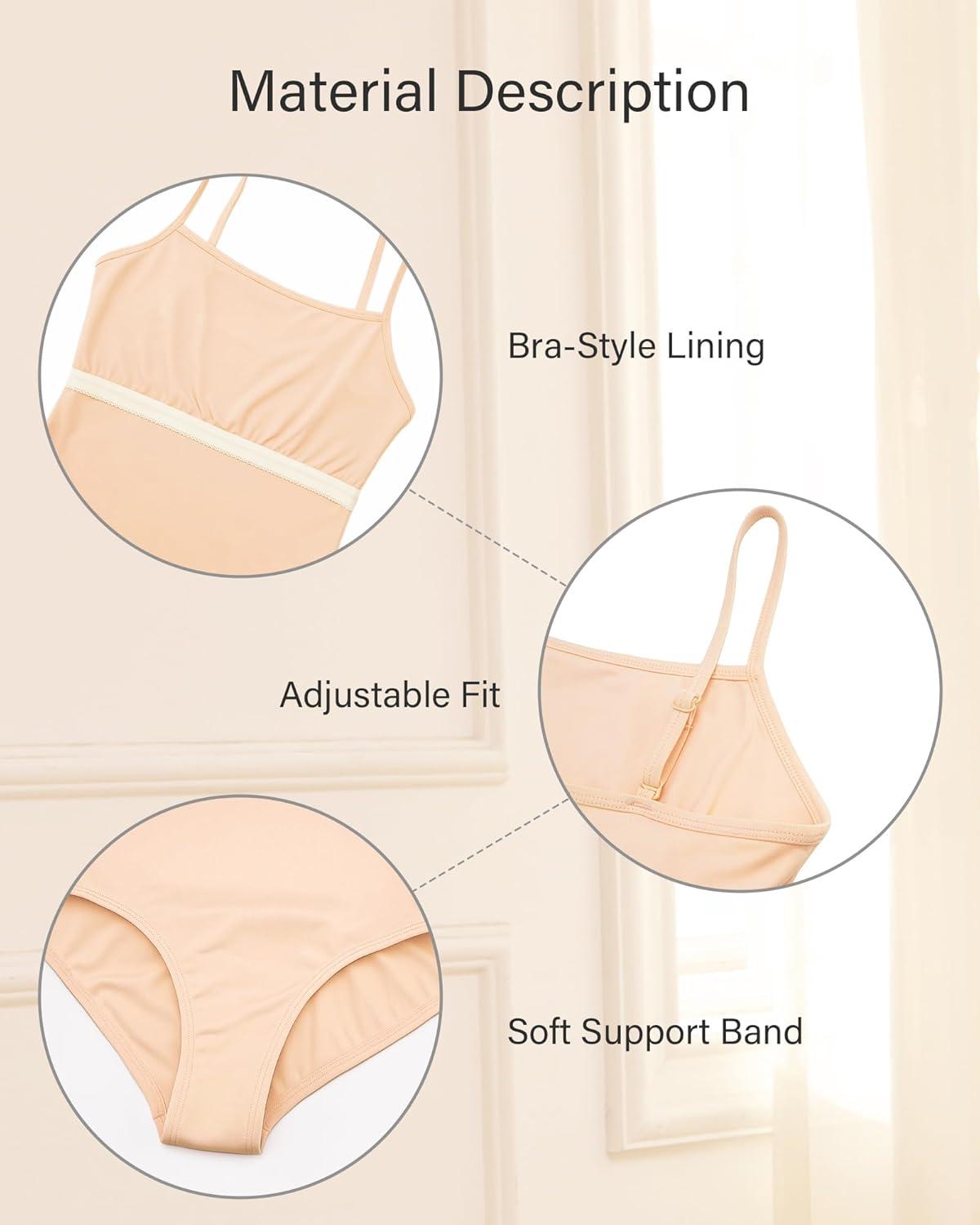 imageStelle Womens Short Sleeve Leotard for Ballet Dance Costumes Scoop Neck Sleeveless Double Lined BodysuitNude