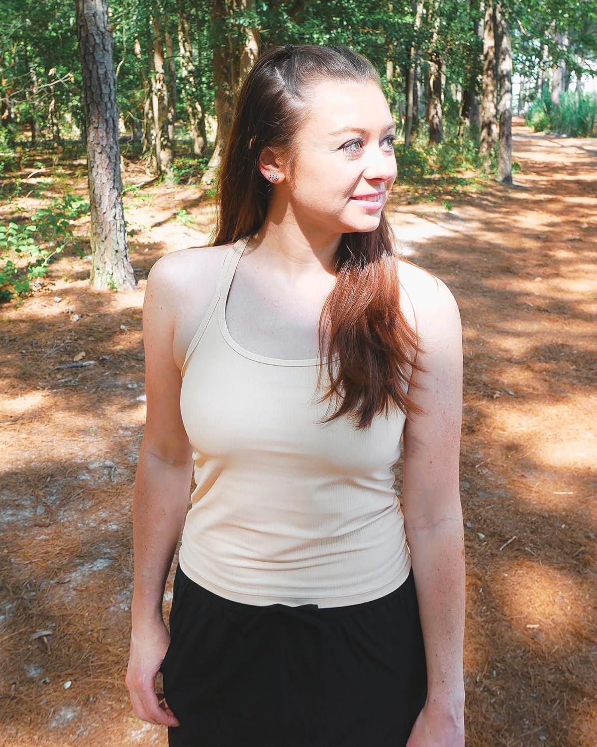 imageStelle Womens Sleeveless Tank Tops Scoop Neck Ribbed Racerback Camisole Tops for Workout CasualVanilla