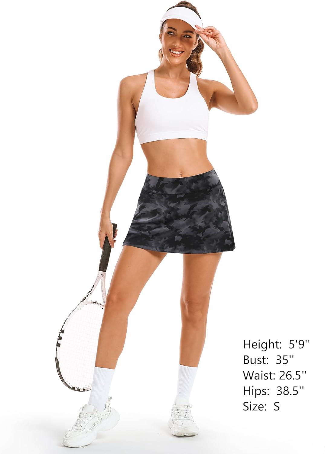 imageStelle Womens Tennis Golf Skirts High Waisted with Pockets Inner Shorts for Athletic Skorts Sports Running PickleballBlackgrey Camo