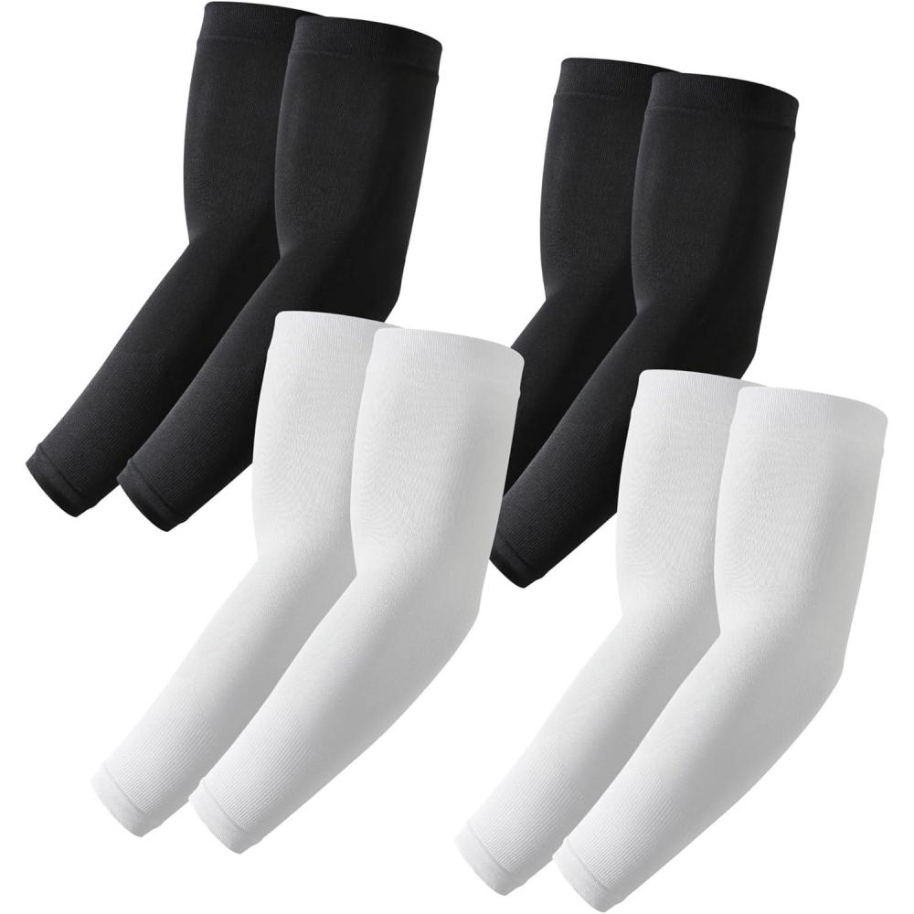 imageStelle Arm Sleeves UV Sun Protection Compression Cooling Sleeves UPF 50 for Women Men SportWorkingTattoo Cover up4 Pairs2 Black2 Grey