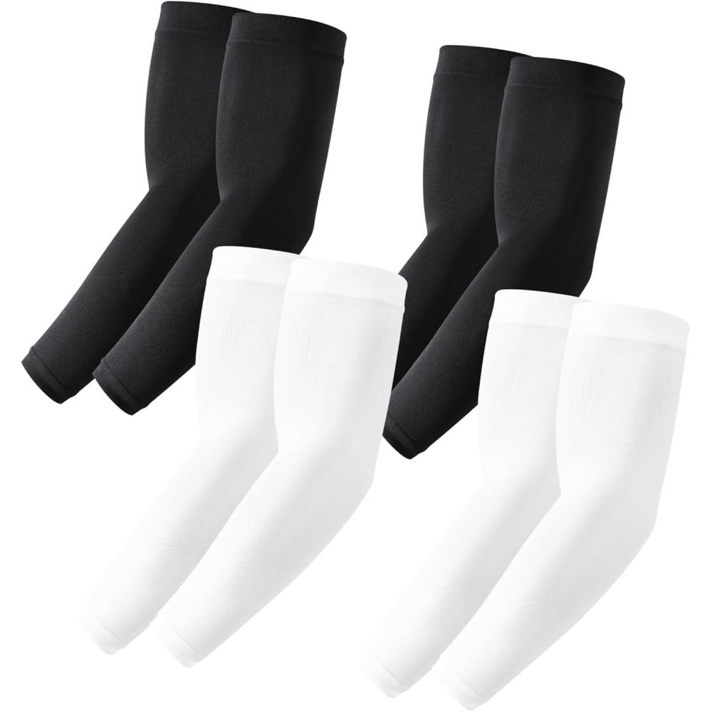 imageStelle Arm Sleeves UV Sun Protection Compression Cooling Sleeves UPF 50 for Women Men SportWorkingTattoo Cover up4 Pairs2 Black2white