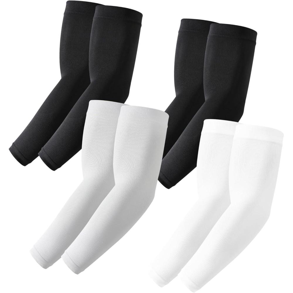 imageStelle Arm Sleeves UV Sun Protection Compression Cooling Sleeves UPF 50 for Women Men SportWorkingTattoo Cover up4 Pairs2 Blackwhitegrey