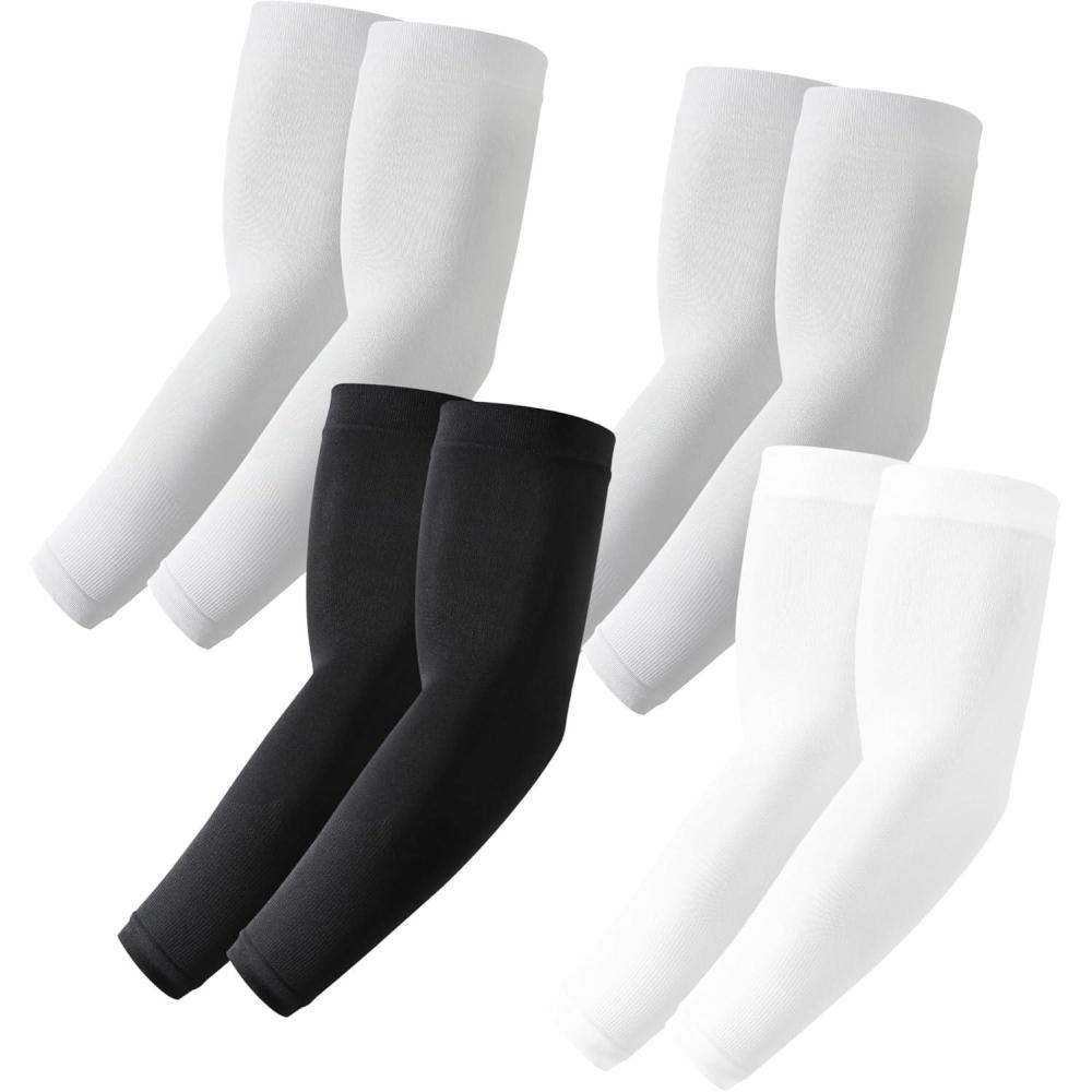 imageStelle Arm Sleeves UV Sun Protection Compression Cooling Sleeves UPF 50 for Women Men SportWorkingTattoo Cover up4 Pairs2 Greyblackwhite