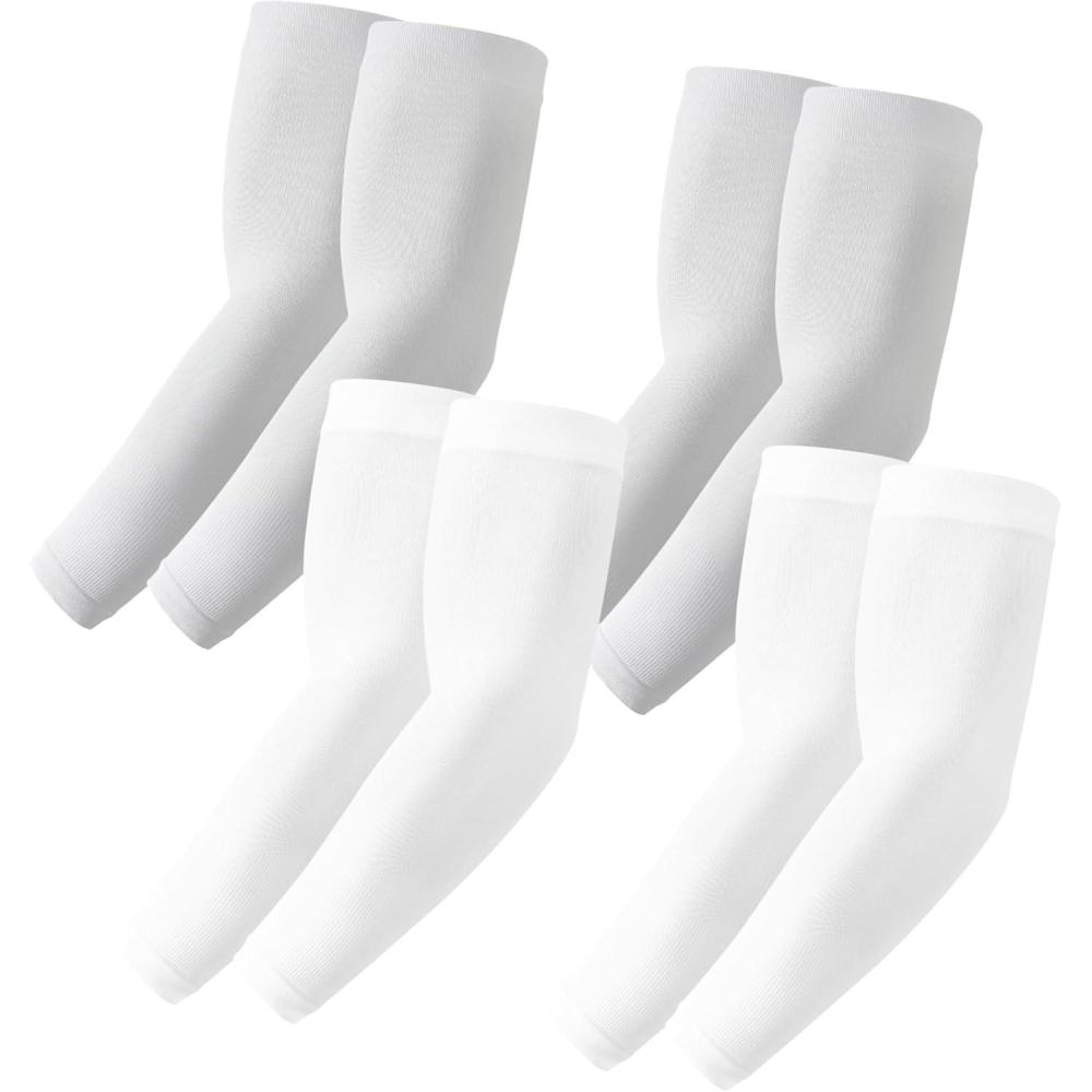 imageStelle Arm Sleeves UV Sun Protection Compression Cooling Sleeves UPF 50 for Women Men SportWorkingTattoo Cover up4 Pairs2 White2 Grey