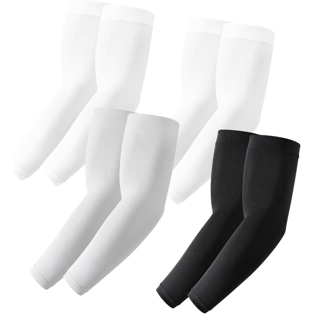 imageStelle Arm Sleeves UV Sun Protection Compression Cooling Sleeves UPF 50 for Women Men SportWorkingTattoo Cover up4 Pairs2 Whiteblackgrey