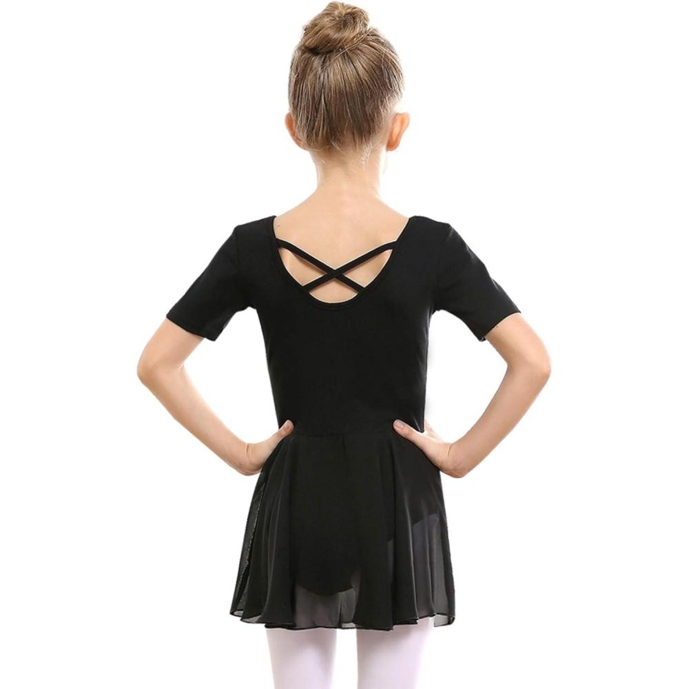 imageStelle Ballet Leotards for Girls Dance Leotard with Skirt Toddler Ballet Outfit CrissCross Bow Back LittleBig KidStyle 1blackcross Back