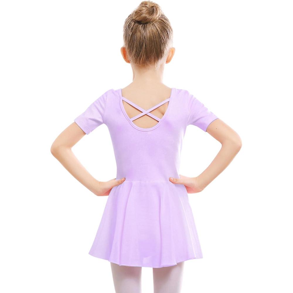 imageStelle Ballet Leotards for Girls Dance Leotard with Skirt Toddler Ballet Outfit CrissCross Bow Back LittleBig KidStyle 1lavendercross Back
