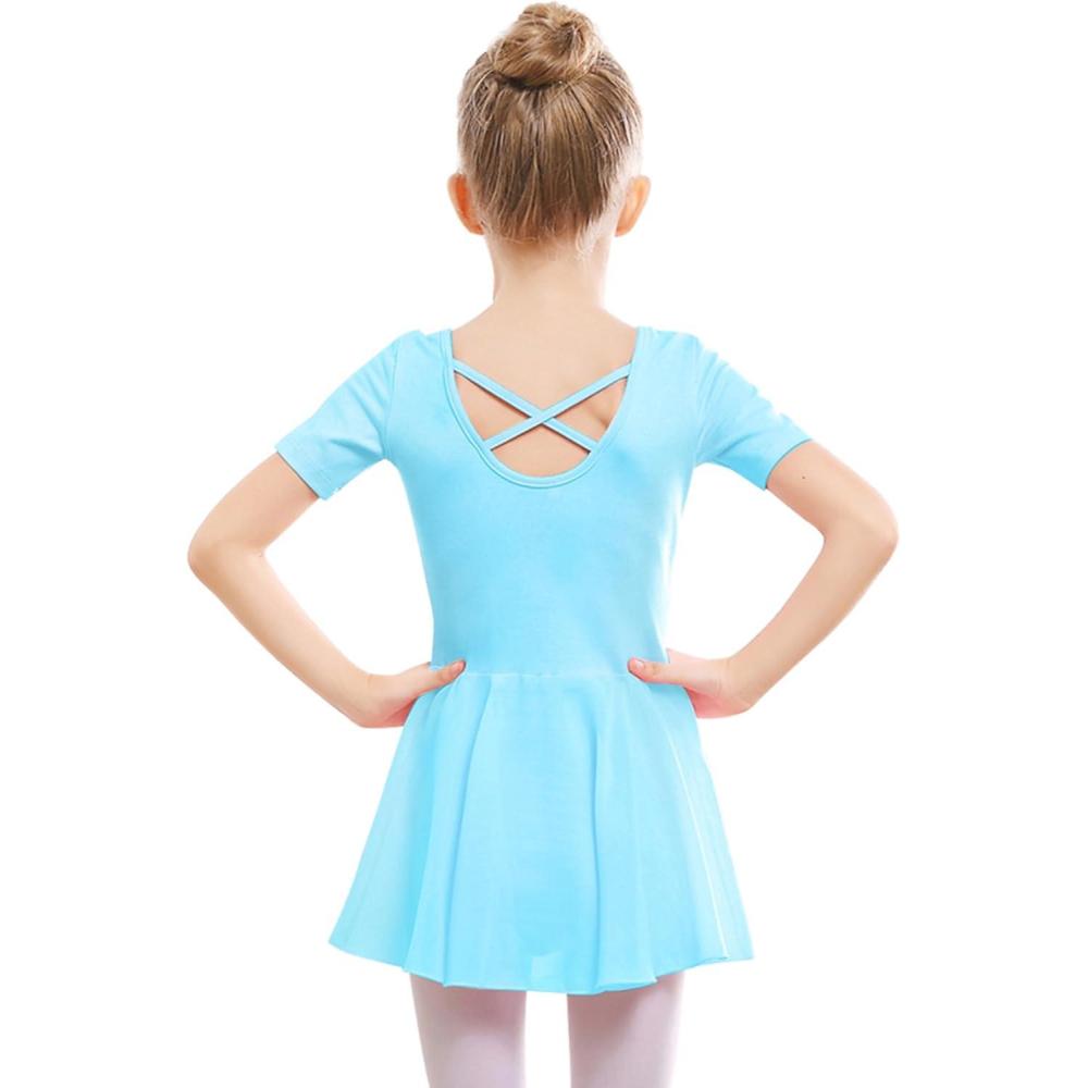 imageStelle Ballet Leotards for Girls Dance Leotard with Skirt Toddler Ballet Outfit CrissCross Bow Back LittleBig KidStyle 1pool Bluecross Back