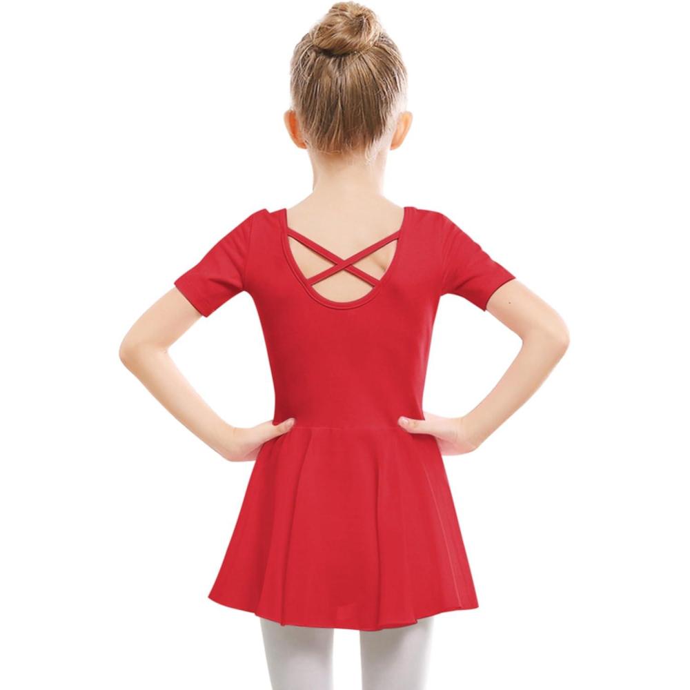 imageStelle Ballet Leotards for Girls Dance Leotard with Skirt Toddler Ballet Outfit CrissCross Bow Back LittleBig KidStyle 1redcross Back