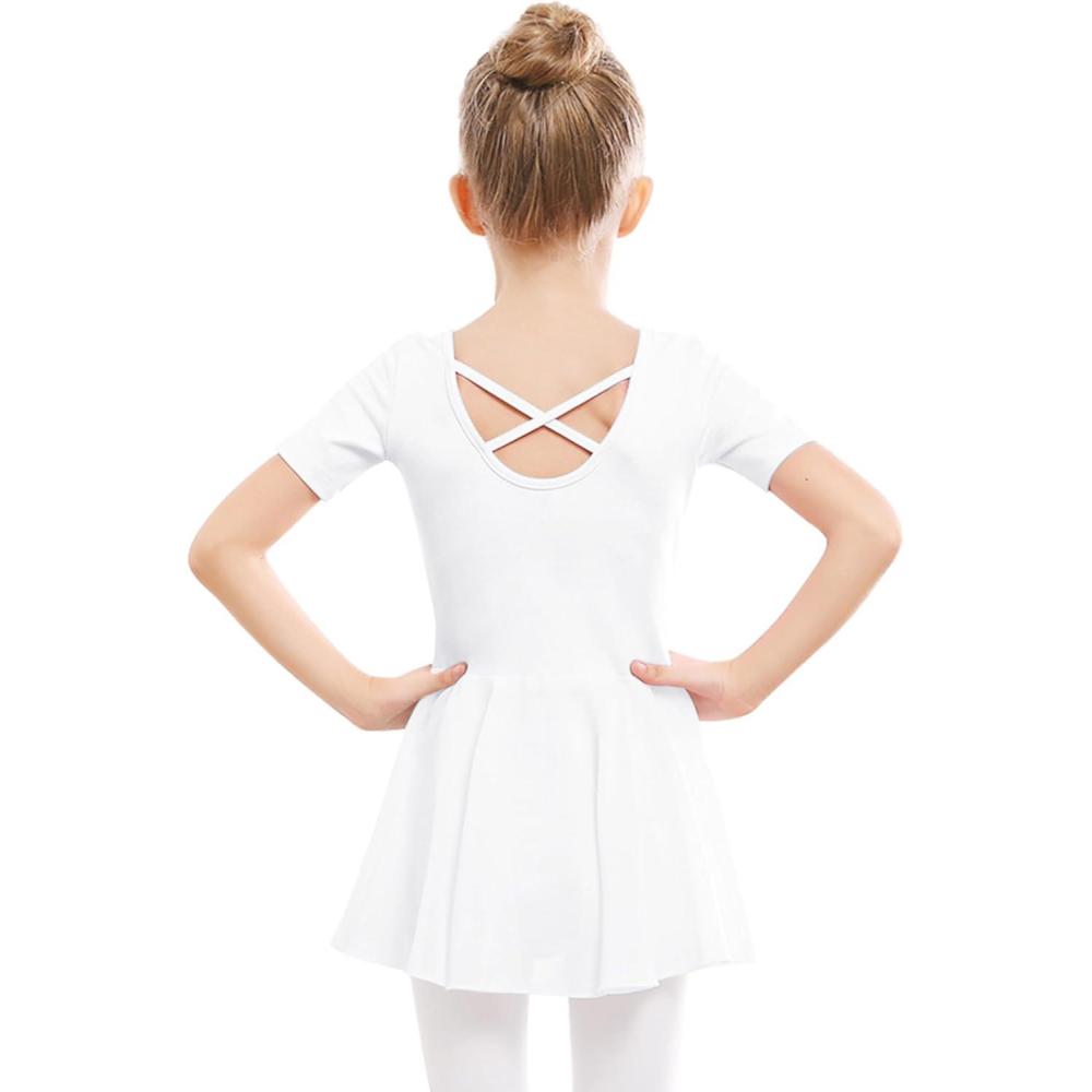 imageStelle Ballet Leotards for Girls Dance Leotard with Skirt Toddler Ballet Outfit CrissCross Bow Back LittleBig KidStyle 1whitecross Back