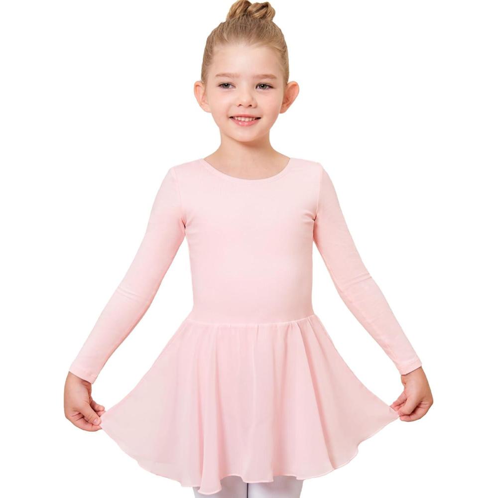 imageStelle Ballet Leotards for Girls Long Sleeve Toddler Dance Leotard Outfits with Skirt ClassicLittleBig KidBallet Pink