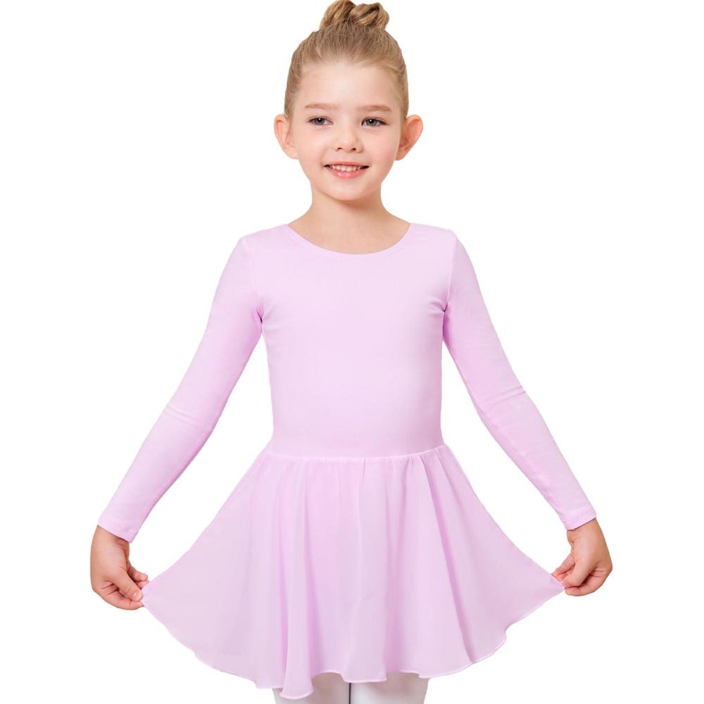 imageStelle Ballet Leotards for Girls Long Sleeve Toddler Dance Leotard Outfits with Skirt ClassicLittleBig KidPurple