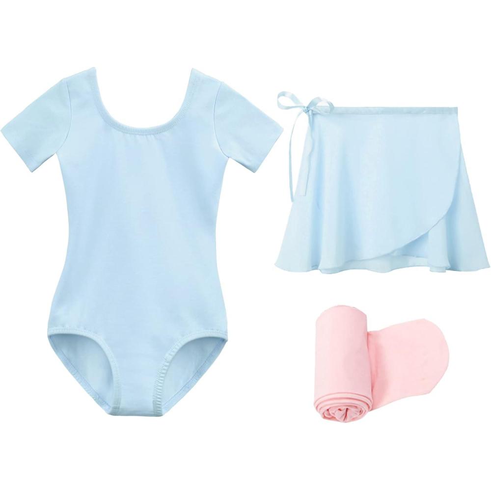 imageStelle Ballet Leotards for Girls Toddler Dance Dress Outfit Combo with Skirt and Tights ToddlerLittle KidBig Kid1blue