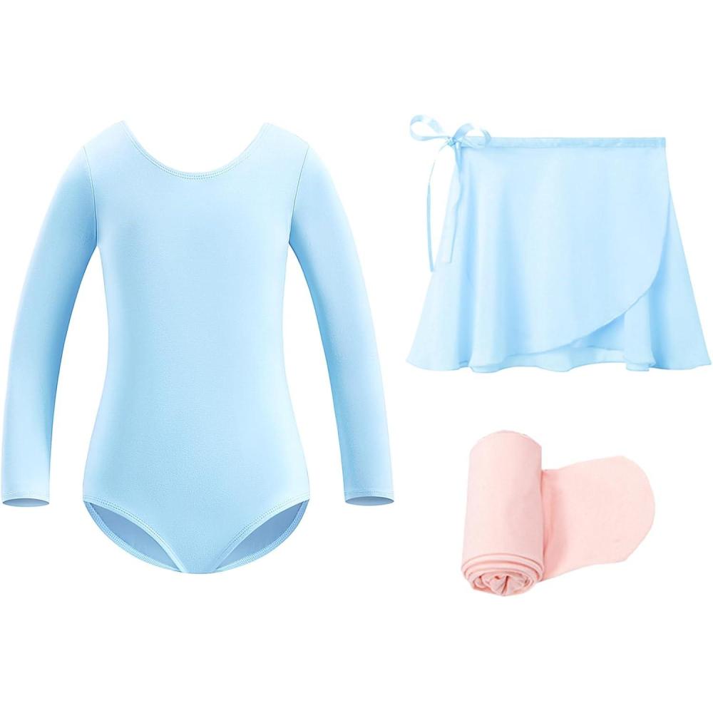 imageStelle Ballet Leotards for Girls Toddler Dance Dress Outfit Combo with Skirt and Tights ToddlerLittle KidBig KidBlue