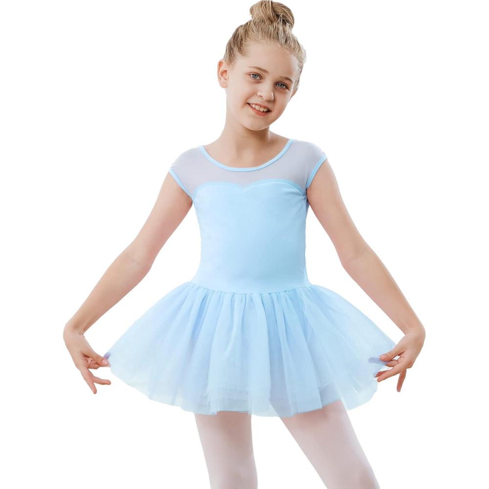 imageStelle Ballet Leotards for Girls Toddler Leotard with Tutu Skirt Dance Tutu Dress LittleBig Kid01blue