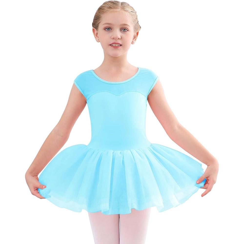 imageStelle Ballet Leotards for Girls Toddler Leotard with Tutu Skirt Dance Tutu Dress LittleBig Kid01pool Blue