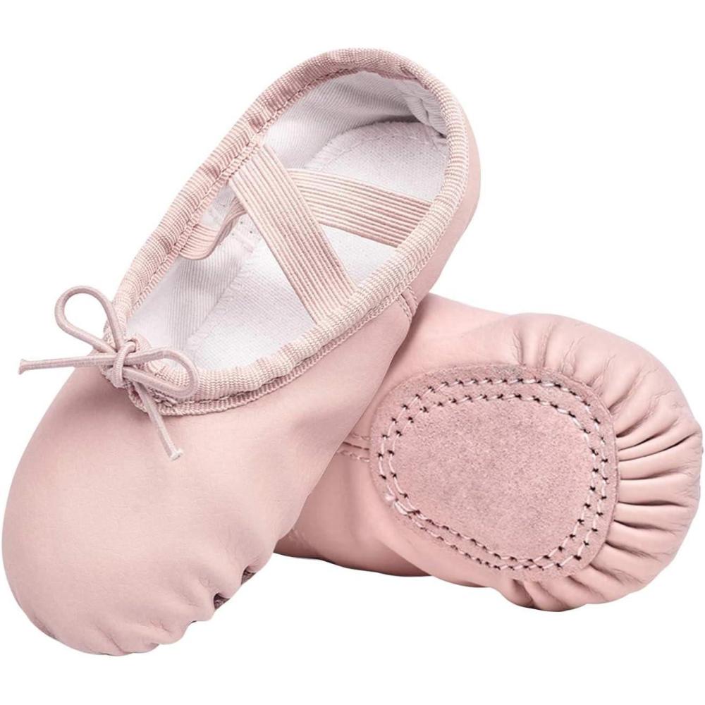 imageStelle Ballet Shoes for Girls Boys CloseFit PU Professional Dance Slippers for ToddlerLittle KidBig KidBallet Pinkwith Lace