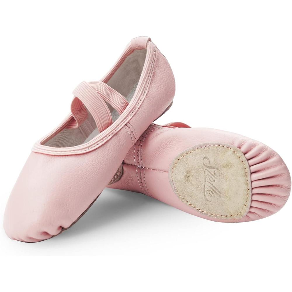 imageStelle Ballet Shoes for Girls Dance Slippers Genuine Leather Ballerina Shoes for ToddlerLittle KidBig KidPink Notie