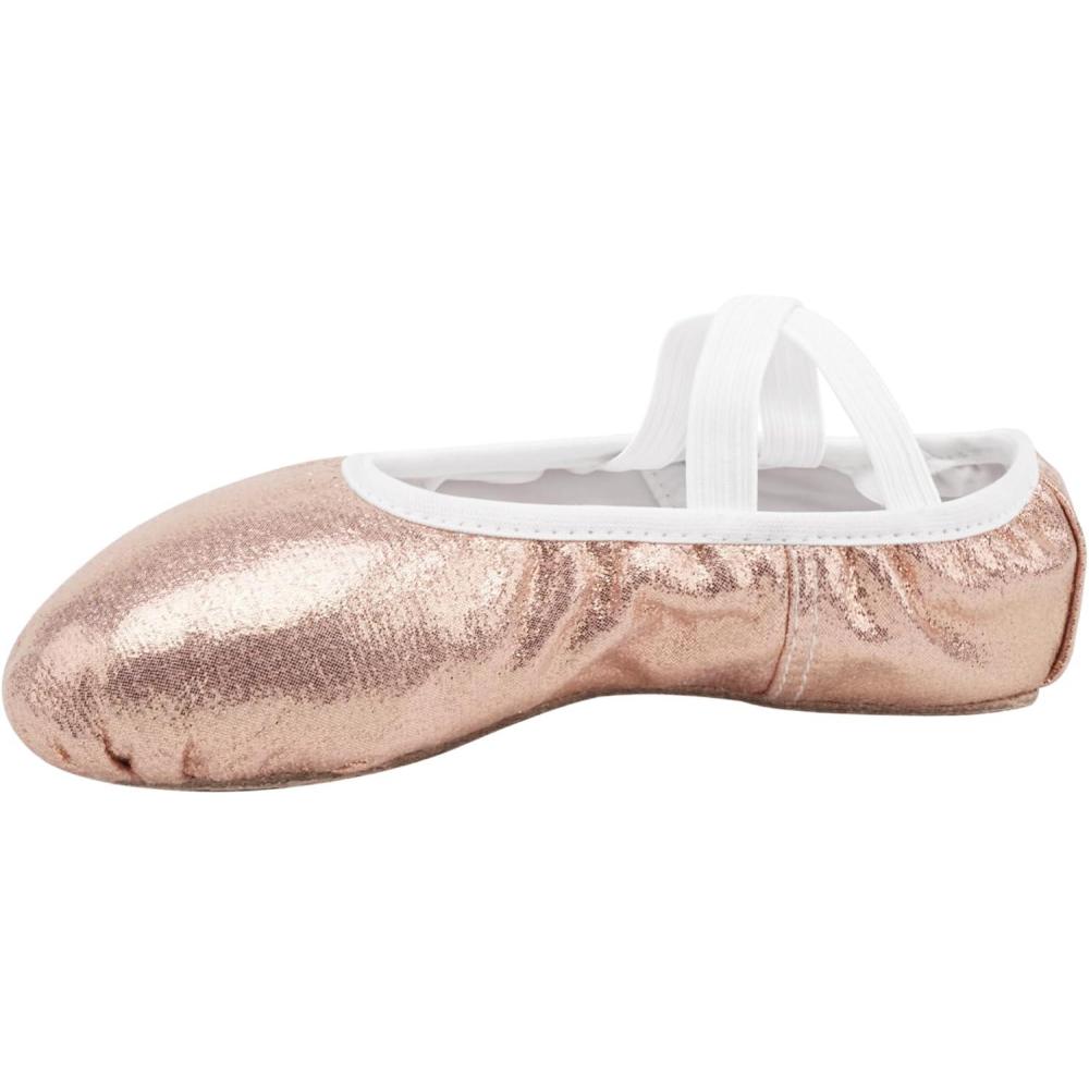 imageStelle Ballet Shoes for Girls Glitter Metallic Faux Leather Ballet Slippers Dance Shoes for ToddlerLittleBig KidsGold