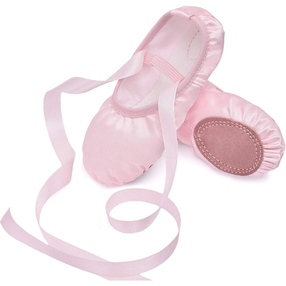 imageStelle Ballet Shoes for Girls SatinRibbons Ballet Slippers Dance ShoesToddlerLittleBig KidsPink