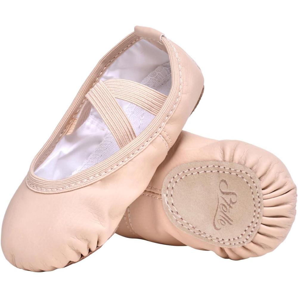 imageStelle Ballet Shoes for Girls Toddler Ballet Slippers Soft Leather Boys Dance Shoes for ToddlerLittle KidBig KidBallet Pink