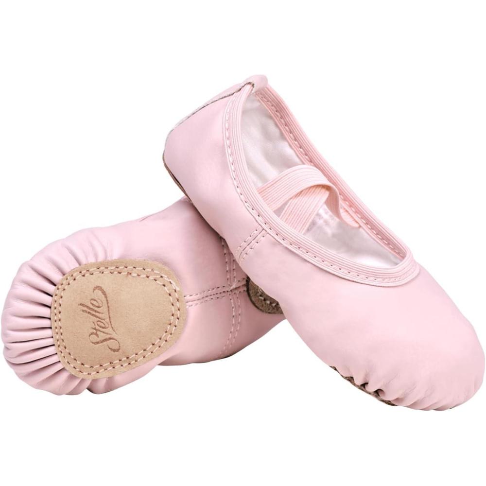 imageStelle Ballet Shoes for Girls Toddler Ballet Slippers Soft Leather Boys Dance Shoes for ToddlerLittle KidBig KidPink