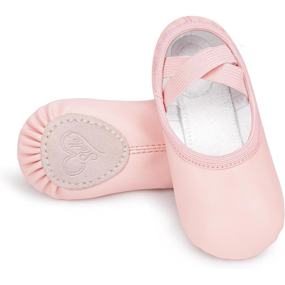 imageStelle Ballet Shoes for Girls Women PU Leather Dance Slippers Boys Ballerina Shoes for ToddlerLittle KidBig KidWomenPink