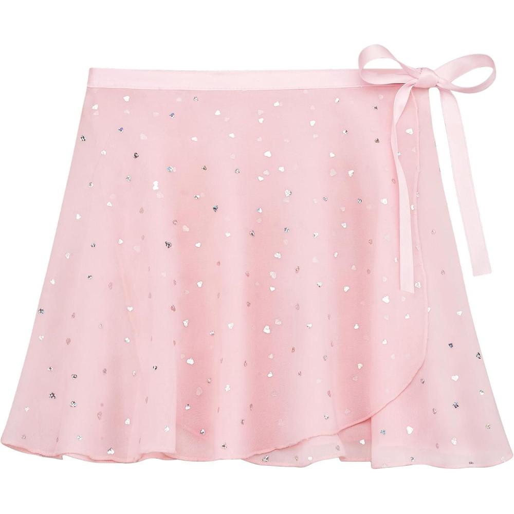 imageStelle Ballet Skirt Women Chiffon Sarong Wrap Skirt Adjustable Tie Adult Dance SkirtsPink Shiny