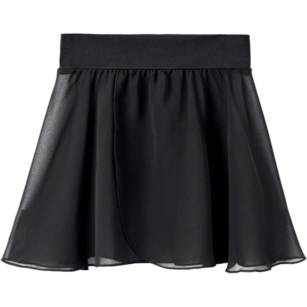 imageStelle Ballet Skirts for Girls Toddler Dance Skirt Chiffon Kids Ballet Wrap Skirts01black Pull On