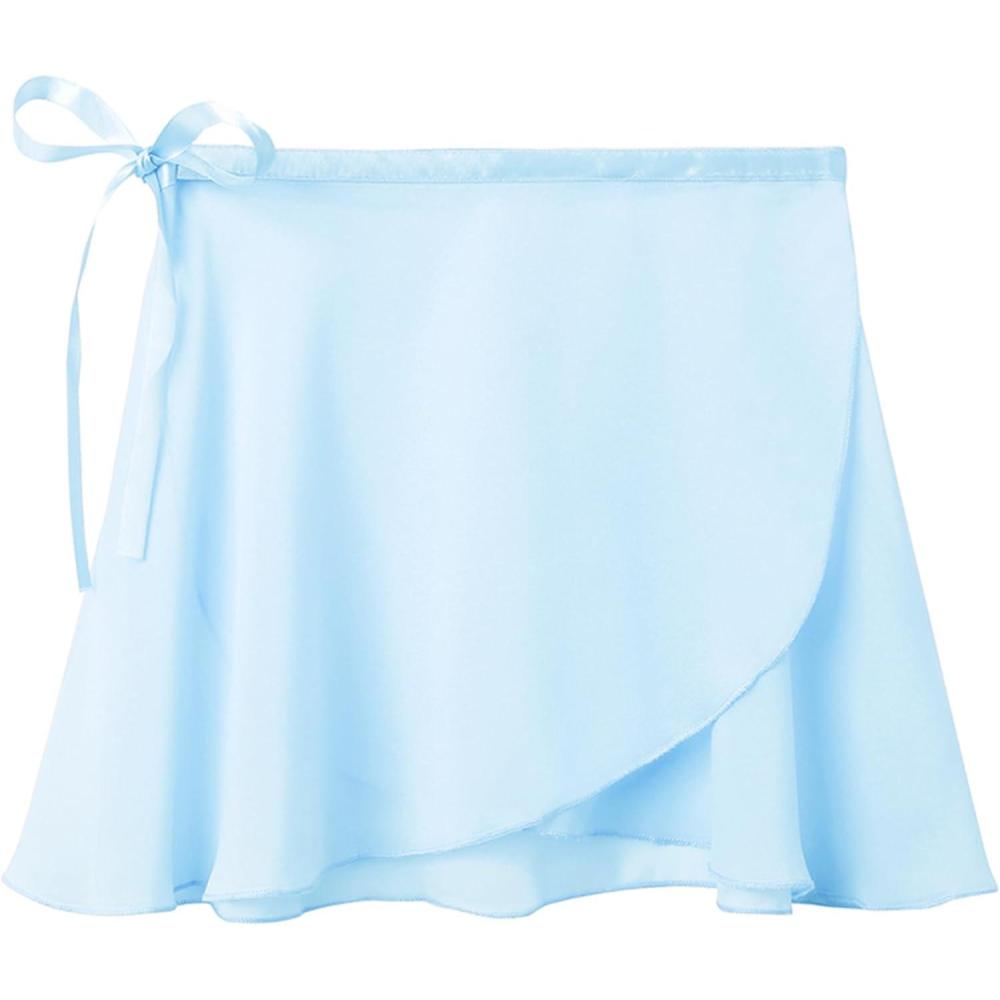 imageStelle Ballet Skirts for Girls Toddler Dance Skirt Chiffon Kids Ballet Wrap Skirts02blue Adjustable Tie
