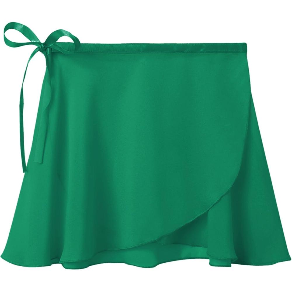 imageStelle Ballet Skirts for Girls Toddler Dance Skirt Chiffon Kids Ballet Wrap Skirts02green Adjustable Tie
