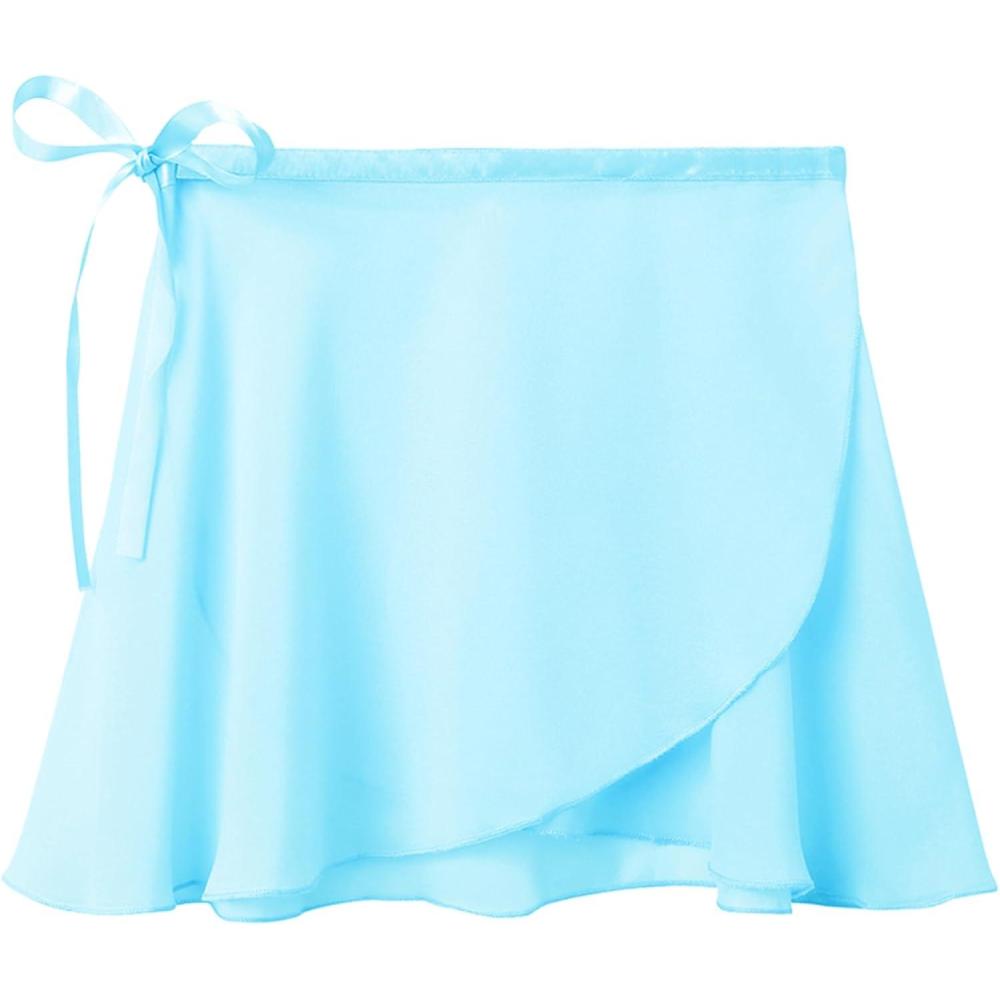 imageStelle Ballet Skirts for Girls Toddler Dance Skirt Chiffon Kids Ballet Wrap Skirts02pool Blue Adjustable Tie