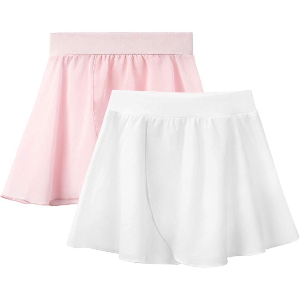 imageStelle Ballet Skirts for Girls Toddler Dance Skirt Chiffon Kids Ballet Wrap Skirts03pinkwhitepull On