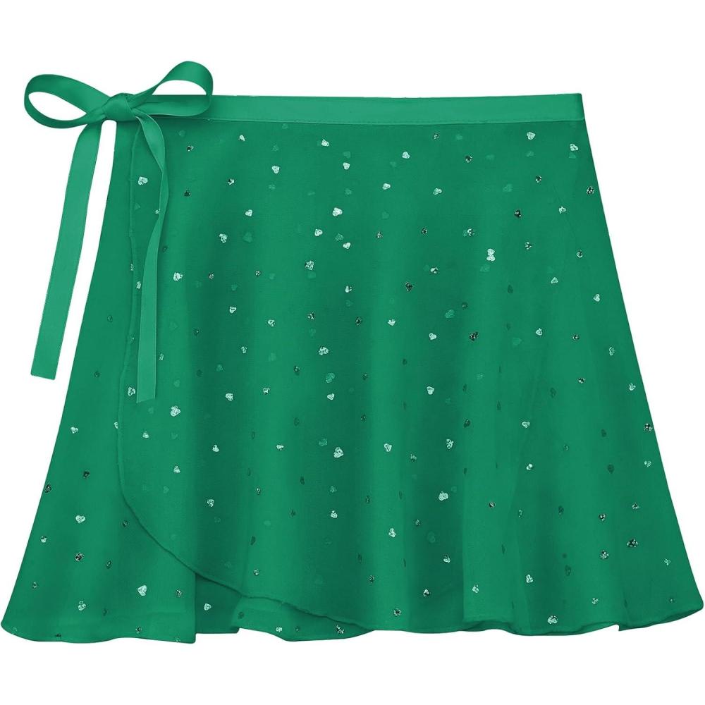 imageStelle Ballet Skirts for Girls Toddler Dance Skirt Chiffon Kids Ballet Wrap Skirts04green Shiny Skirtad Tie