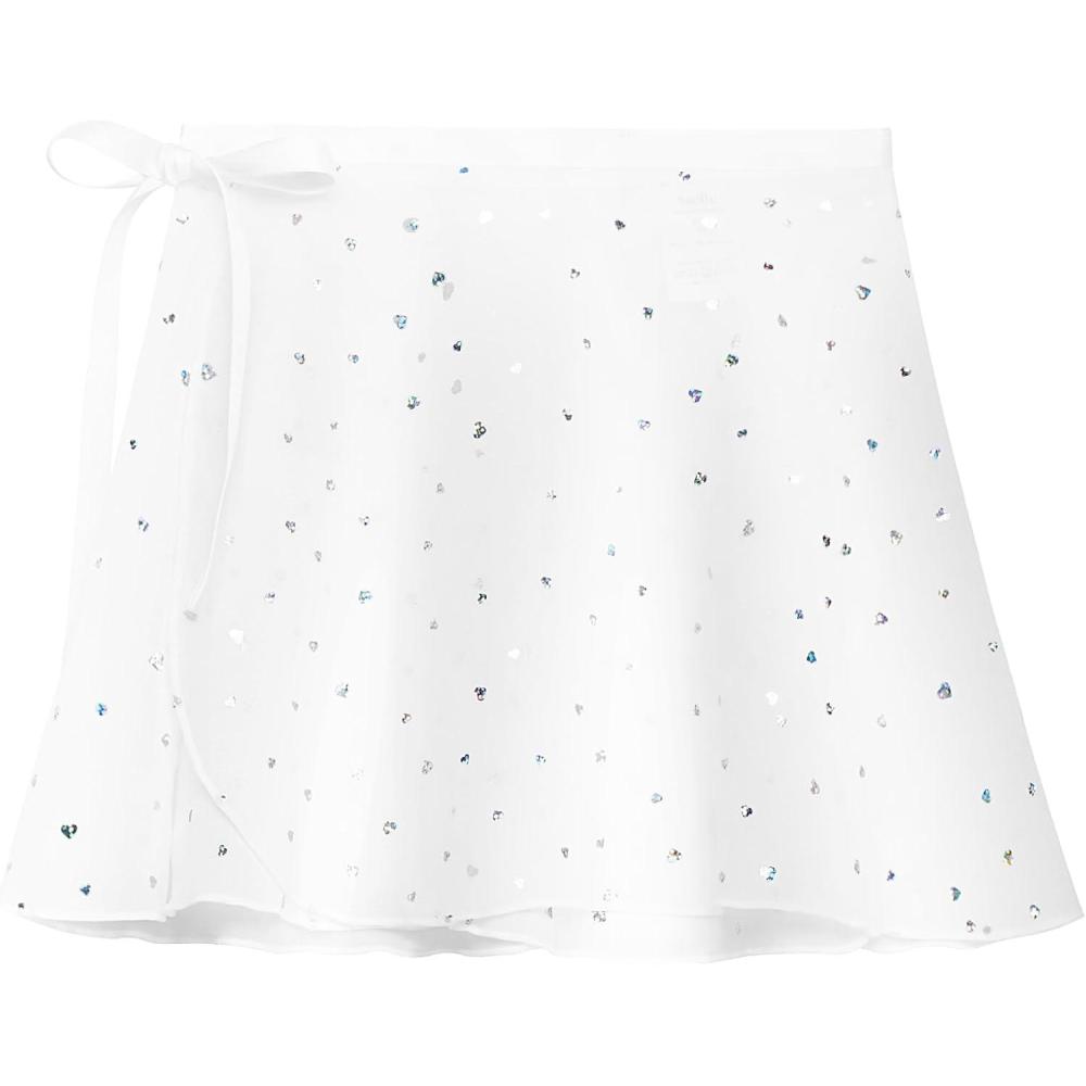 imageStelle Ballet Skirts for Girls Toddler Dance Skirt Chiffon Kids Ballet Wrap Skirts04white Shiny Skirtad Tie