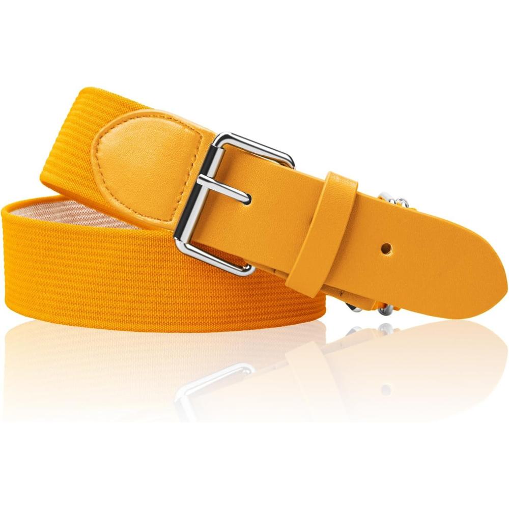 imageStelle BaseballSoftballFastpitch Belt Girls Sports Elastic Adjustable Boys Uniform Belts Youth and Adult SizesYellow