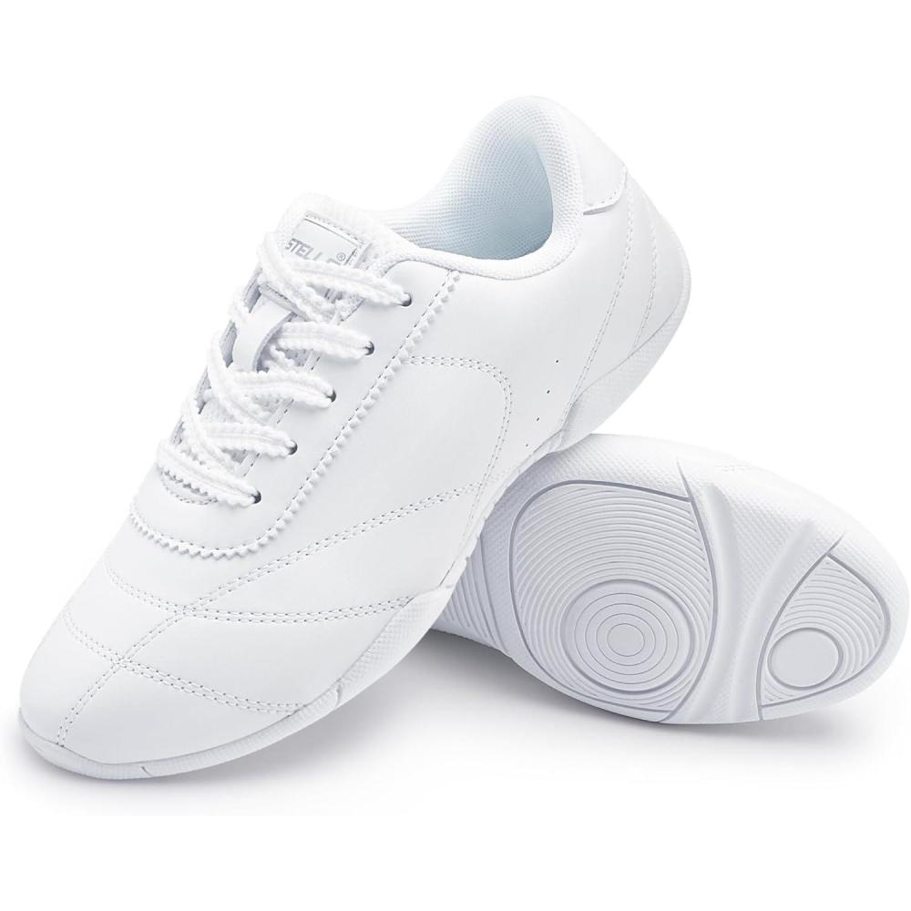imageStelle Cheer Shoes Women White Cheerleading Athletic Dance Shoes Training Breathable Lightweight Competition Tennis SneakersWhite