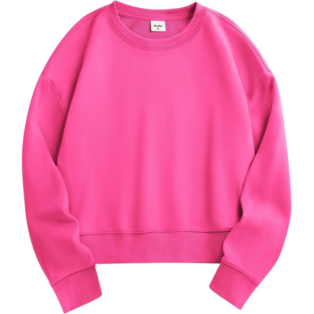imageStelle Cropped Sweatshirts for Women Cotton Long Sleeve Crop Tops Crewneck Pullover Oversized SweaterCosmopolitan