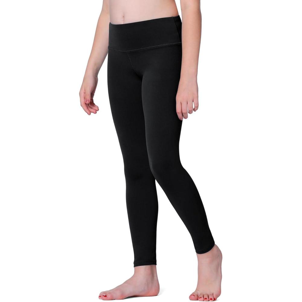 imageStelle Girls Athletic Leggings Kids Dance Workout Running Yoga Pants with Hidden PocketBlack