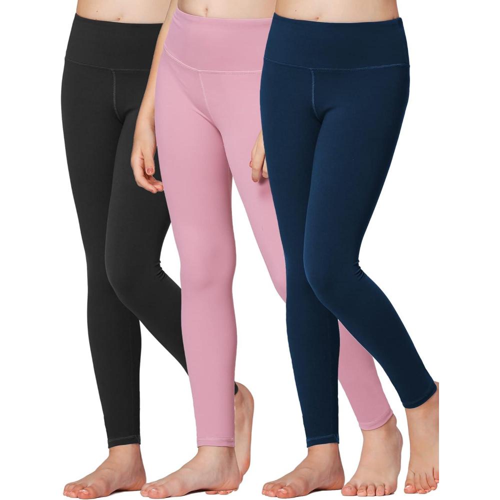 imageStelle Girls Athletic Leggings Kids Dance Workout Running Yoga Pants with Hidden PocketBlacknavypink