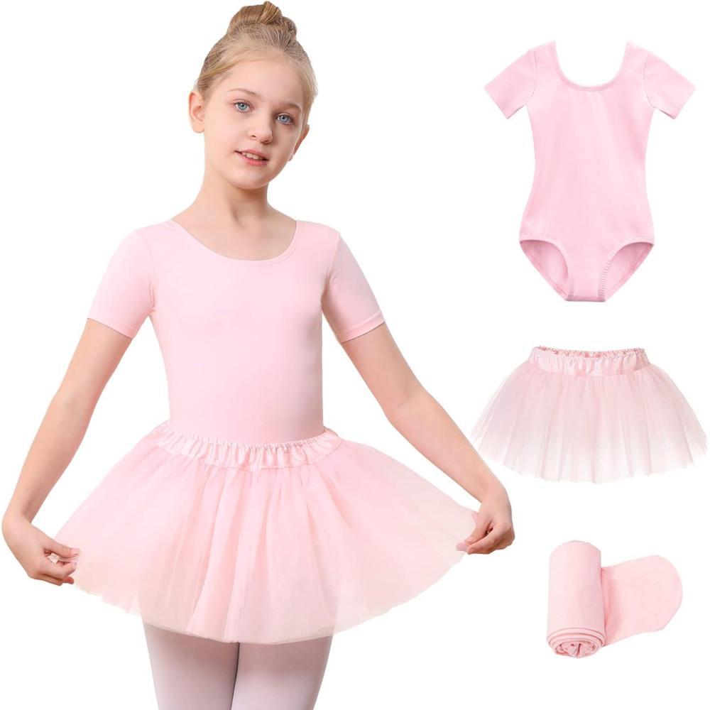 imageStelle Girls Ballet Leotards Toddler Dance Outfit Combo with Pull on Skirt and Tights ToddlerLittle KidBig Kid03ballet Pink Tutu Skirt