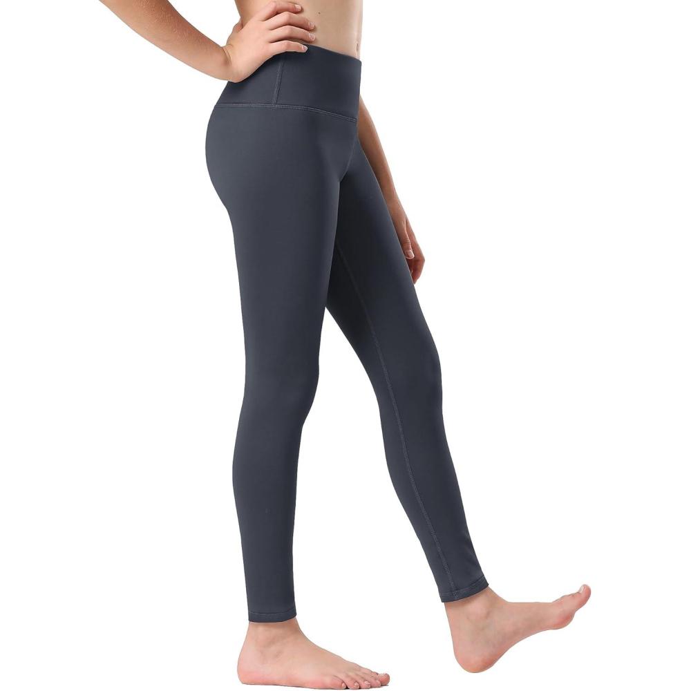 imageStelle Girls Fleece Lined Leggings Youth High Waist Warm Winter Athletic Yoga Pants with Hidden PocketCharcoal