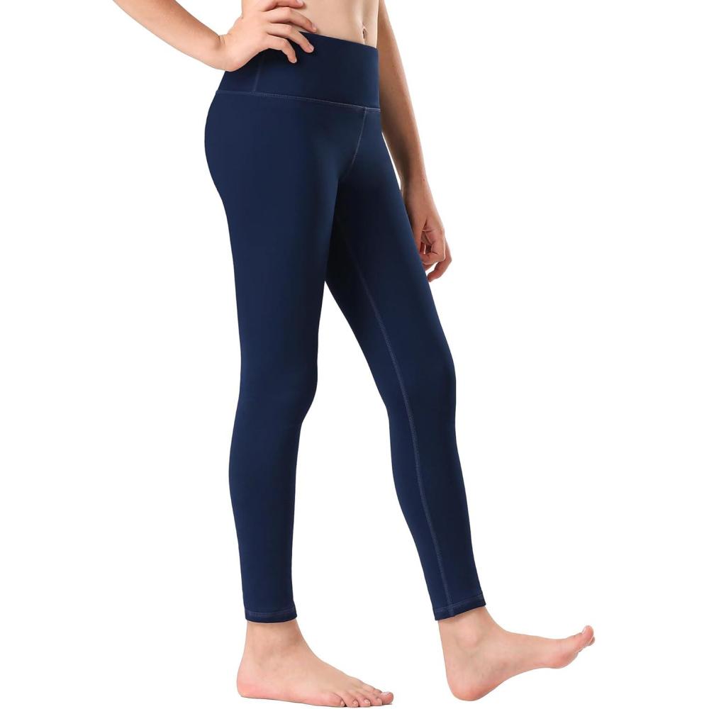 imageStelle Girls Fleece Lined Leggings Youth High Waist Warm Winter Athletic Yoga Pants with Hidden PocketNavy