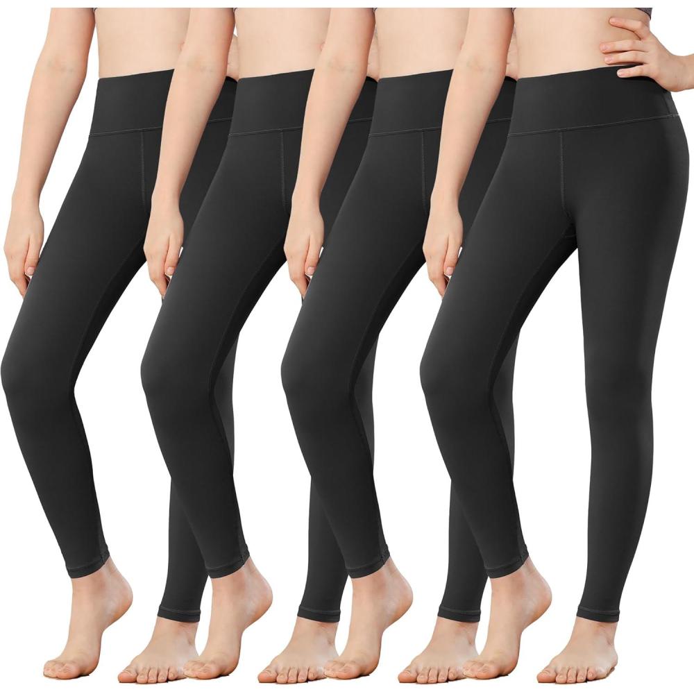 imageStelle Girls Leggings Yoga Pants Youth Athletic Dance Running Active Tights PackBlackblackblackblack