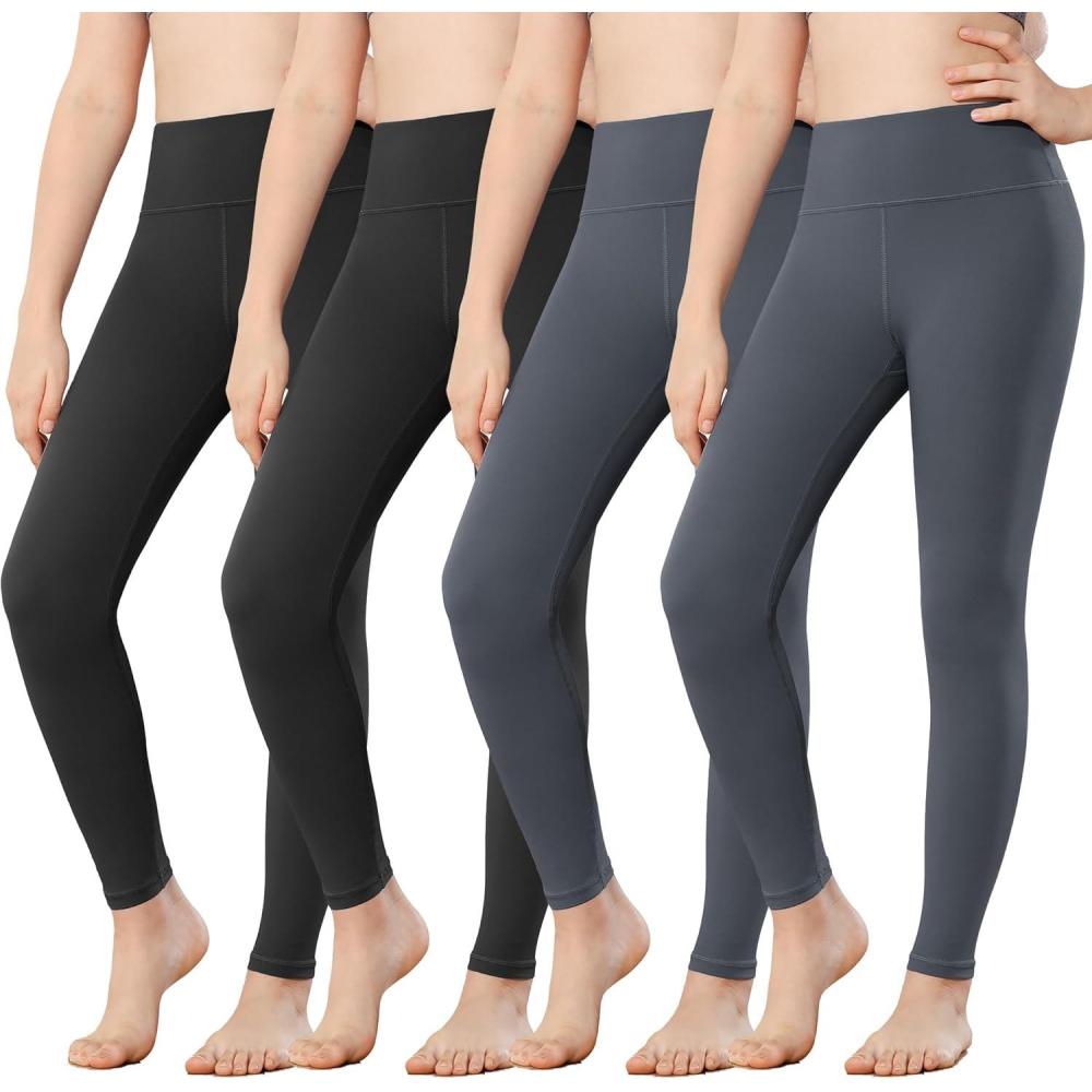 imageStelle Girls Leggings Yoga Pants Youth Athletic Dance Running Active Tights PackBlackblackcharcoalcharcoal