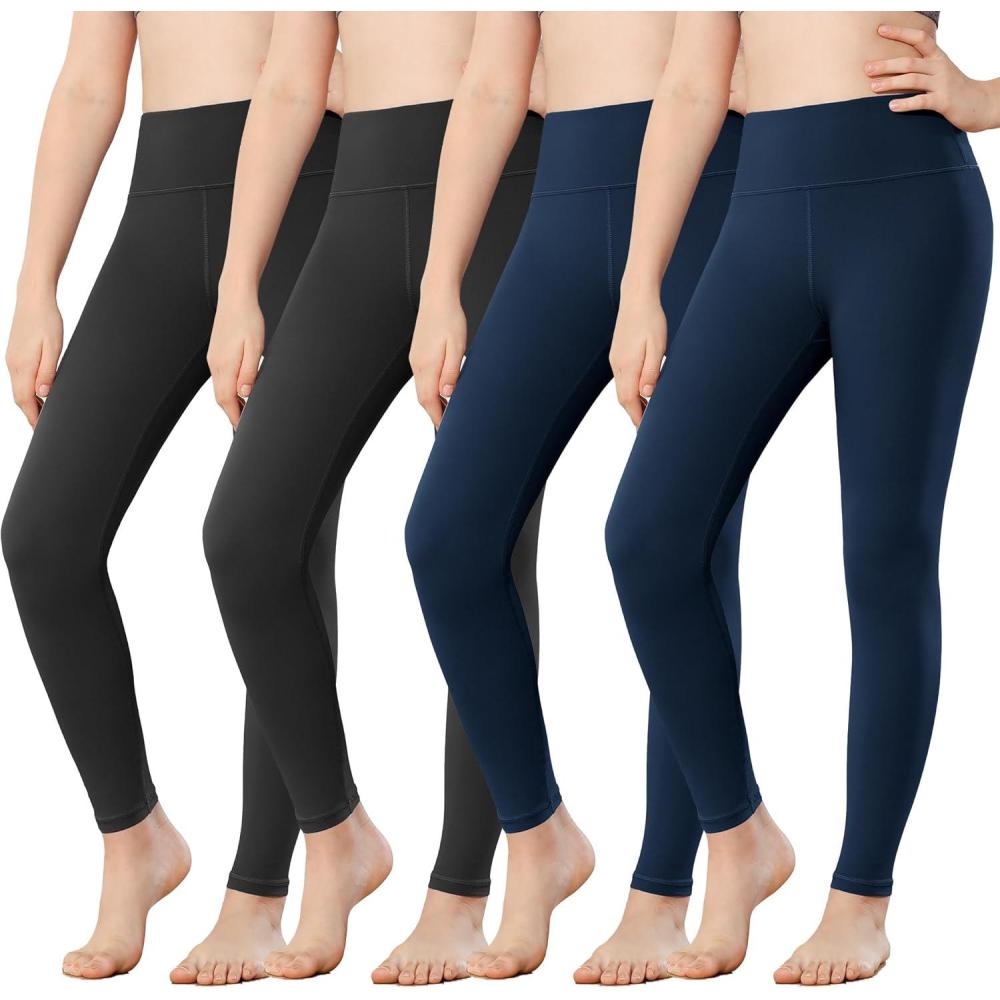 imageStelle Girls Leggings Yoga Pants Youth Athletic Dance Running Active Tights PackBlackblacknavynavy